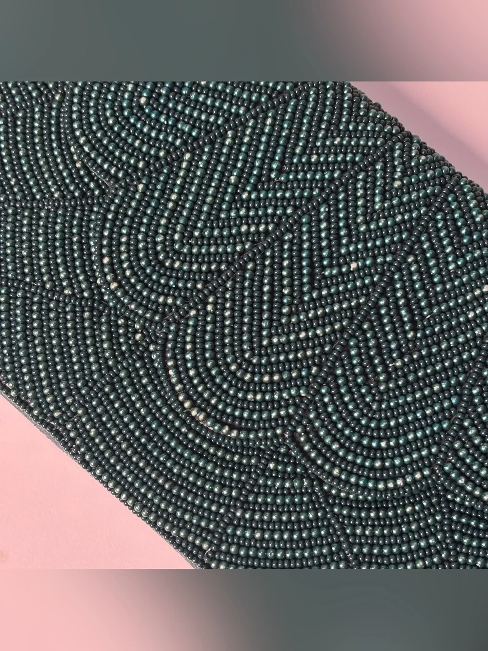 Lulus Beaded Emerald Evening Clutch with Silver Chain Strap